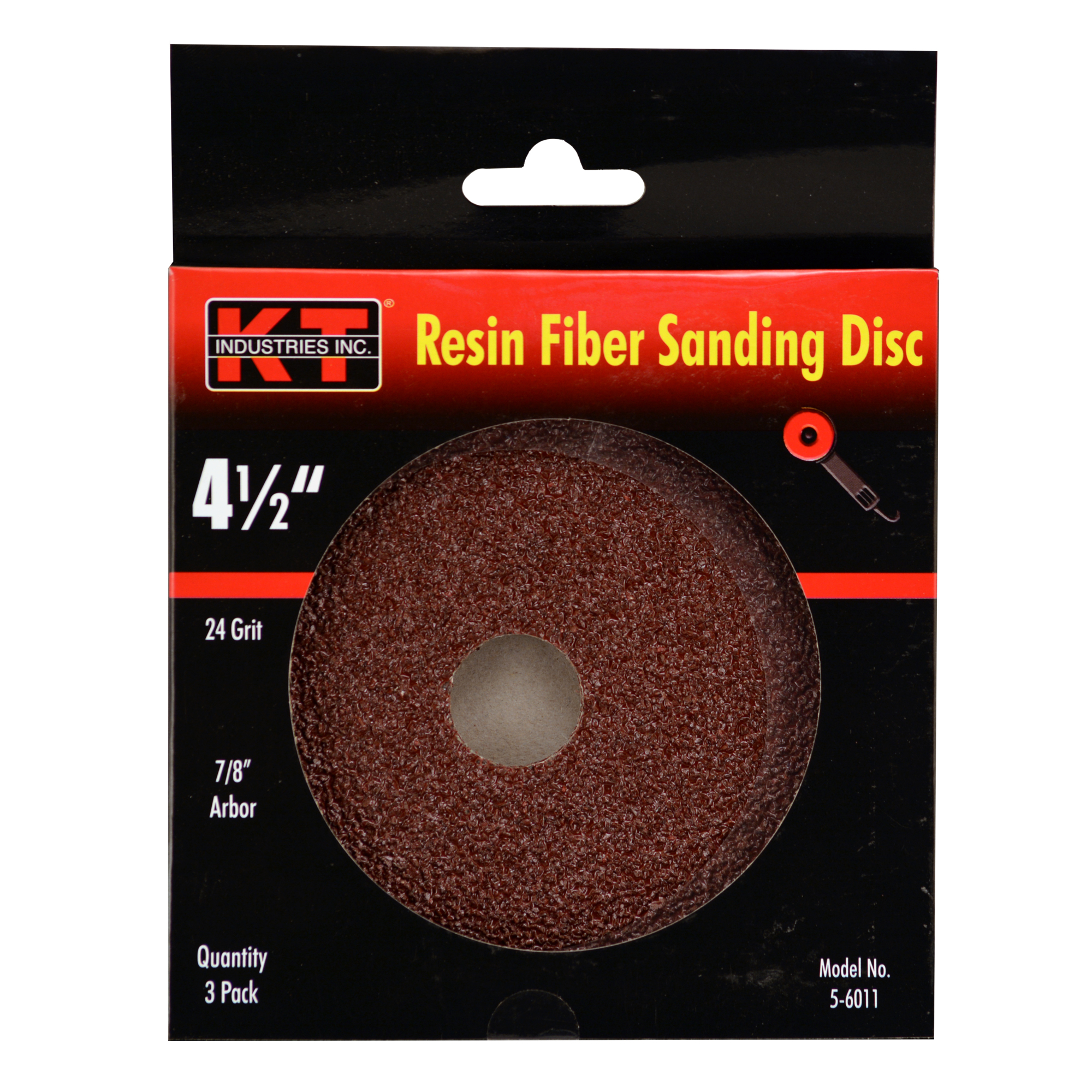 K-T Industries Sanding Discs — 4 1/2in., 24 Grit, Aluminum Oxide, 3 Pk, Model# 5-6011